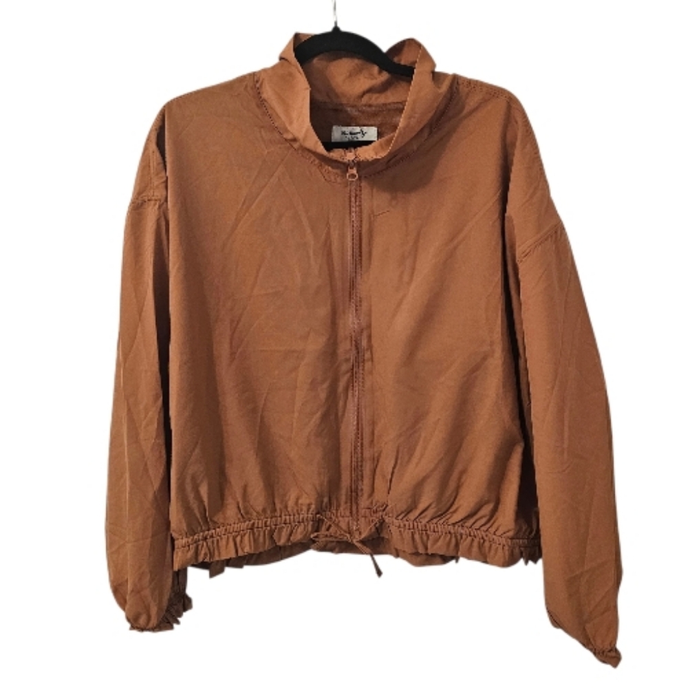 Brown Old Navy Women's StretchTech Loose Cropped Full-Zip Jacket